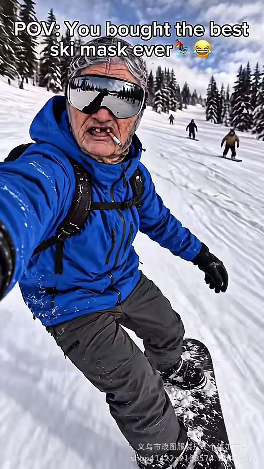 Old Man Ski Mask Funny Realistic Face Balaclava 3D Printed Full Face Winter With Neck Coverage