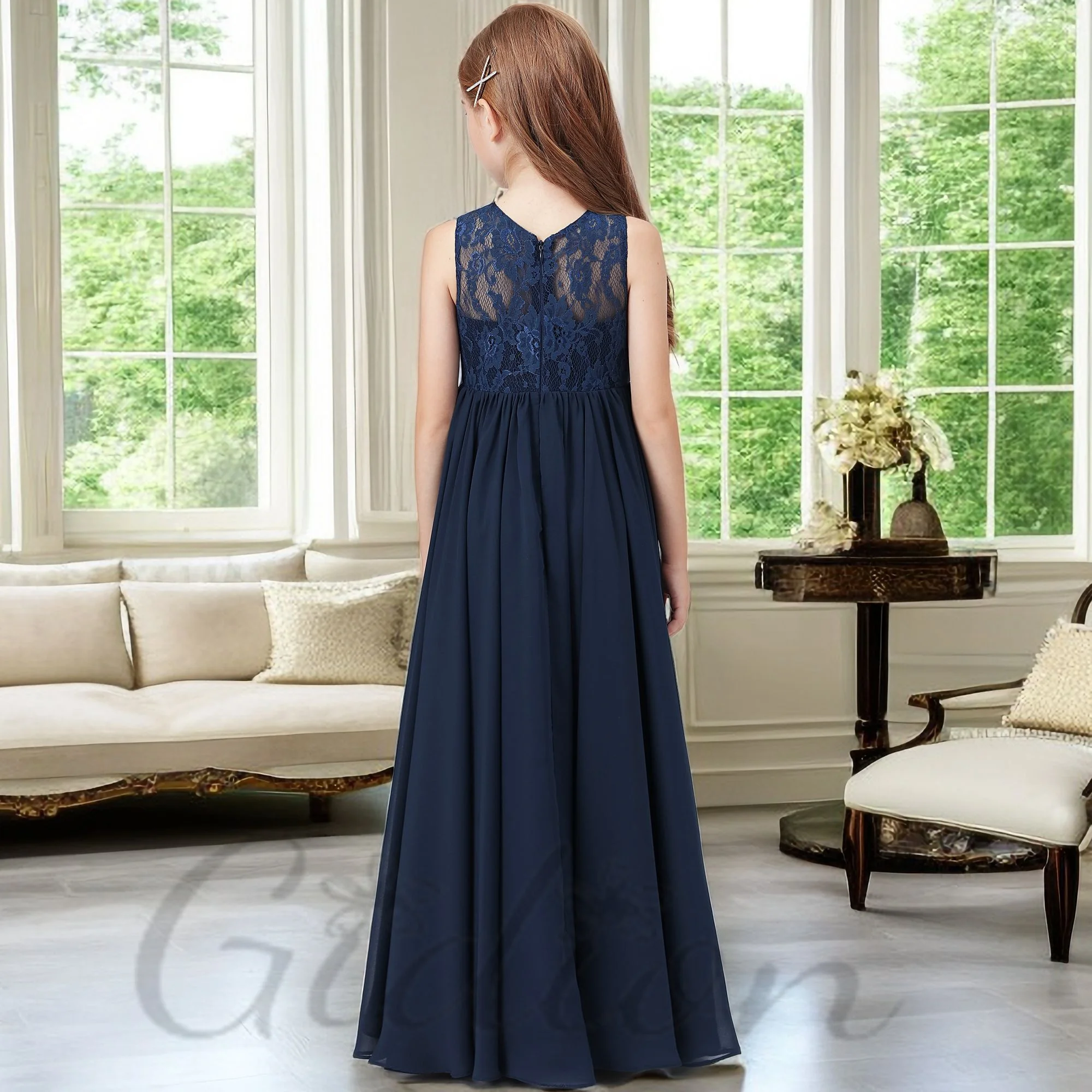 Chiffon Bridesmaid Dress para crianças, cerimônia de baile, concurso, casamento, aniversário, festa noturna, banquete, baile de formatura, qualquer evento, júnior