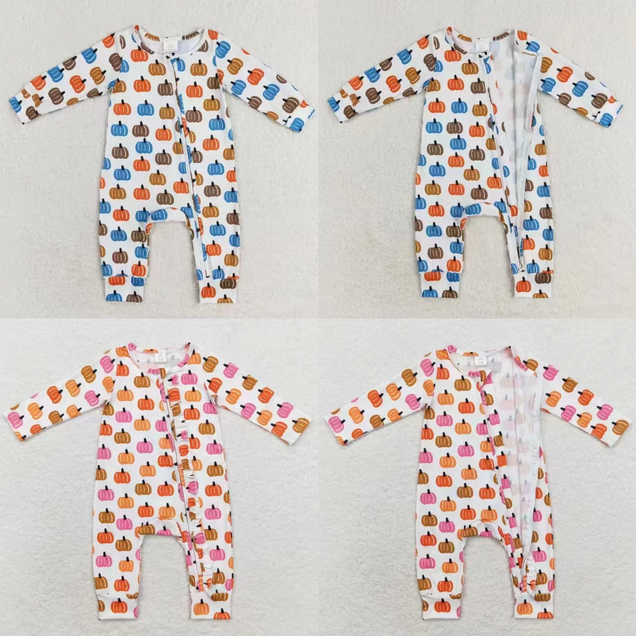 

Wholesale Toddler Jumpsuit Baby Boy Girl Zipper Children Long Sleeves Pumpkin Thanksgiving Romper Newborn Coverall Bodysuit