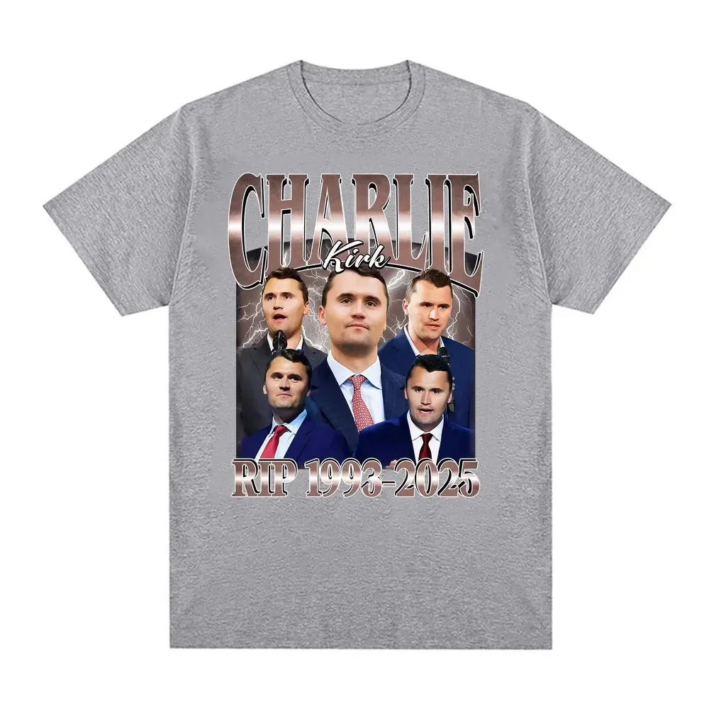 Comical Charlie Kirk RIP 1993-2025 Political Commemorative Retro Graphic and Women Summer Print T-shirt