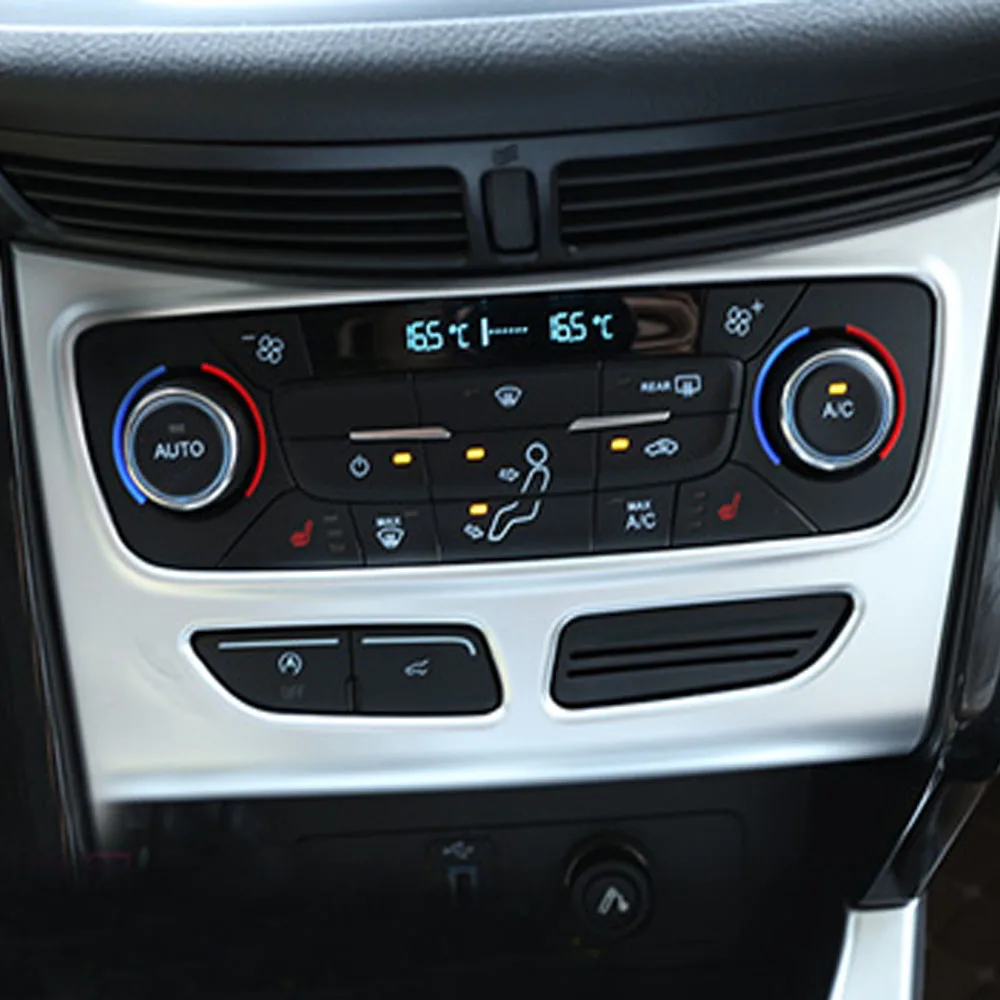 For Ford Kuga Escape 2017 2018 2019 2020 Car ABS Silver Console Temperature Air-condition Volume Switch Trim Frame Lamp 1PCs
