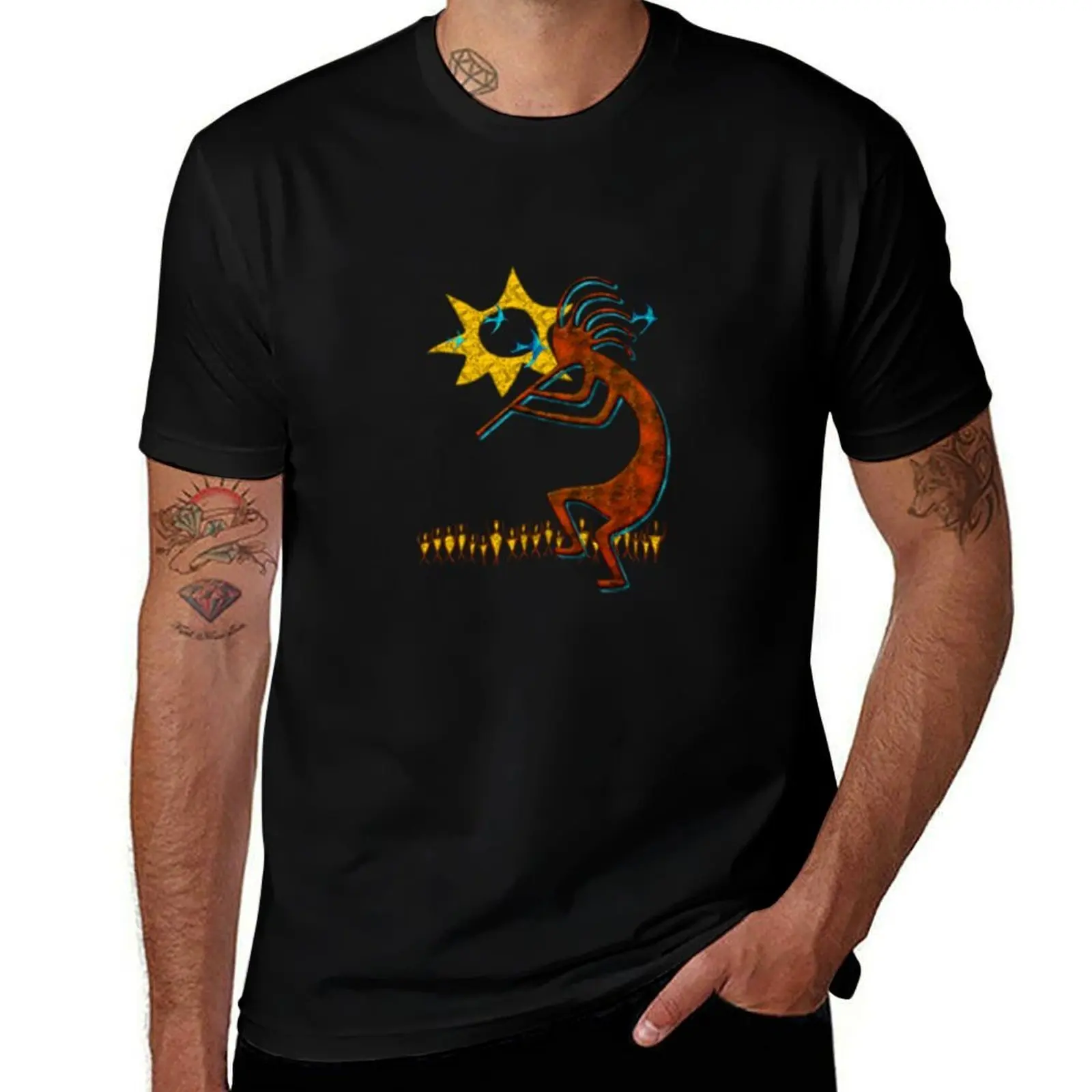 Kokopelli Concert Cool Fashion Native American T-Shirt Street Art Print Tee Shirt