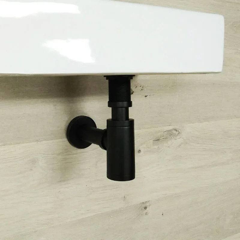 Bathroom Pop-up Basin Waste Drain Wall Connection P-Traps Pipe Quality Brass Black Gold Rose