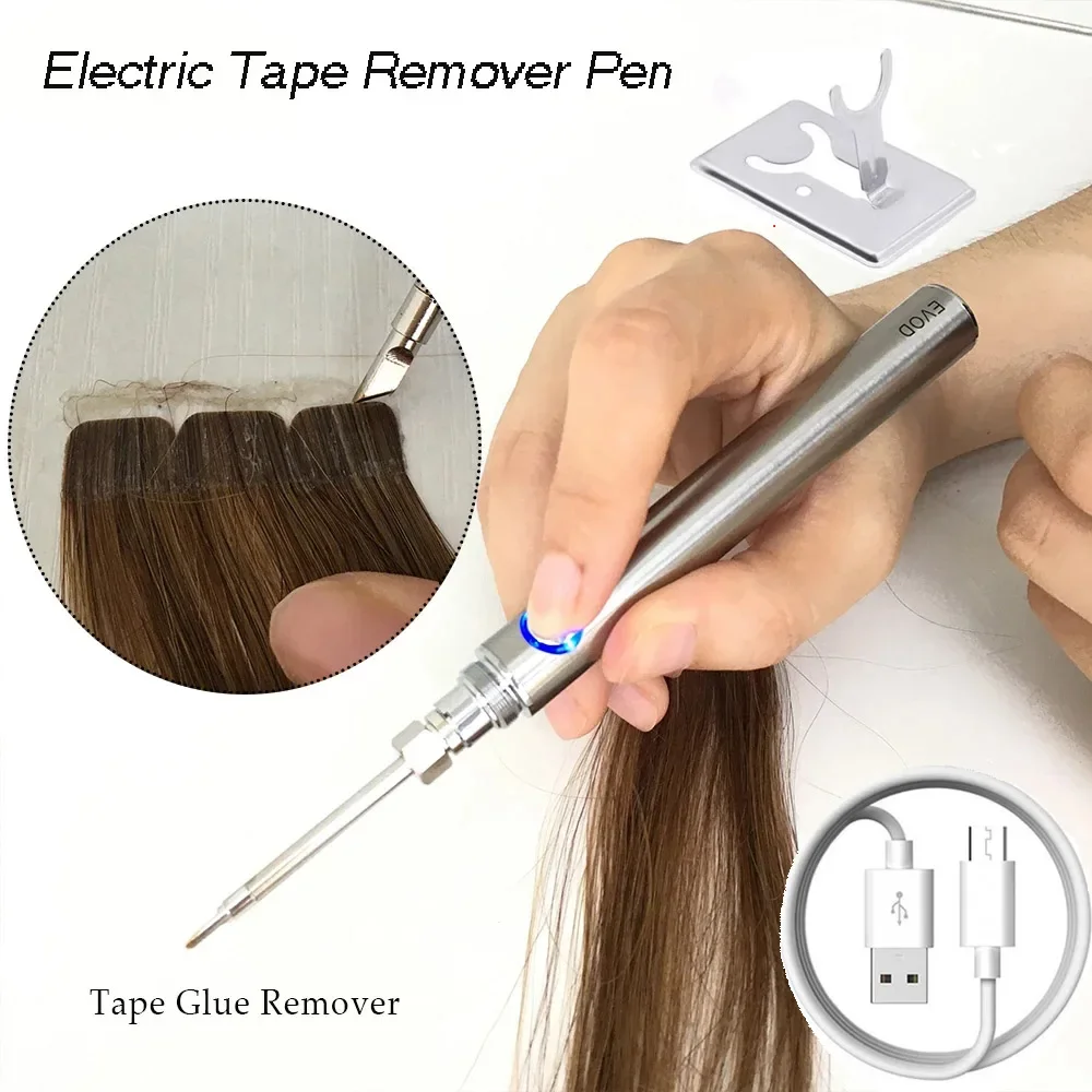 Electric Tape Remover Pen for Hair Extension - USB Plug-in 5V 2A No Battery, Blue with Flat Soldering Tip for Wig Tape