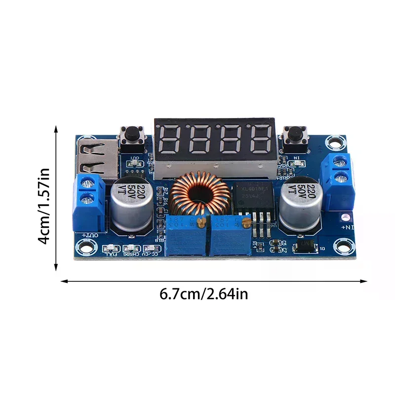 XL4015 75W DC-DC 5A LED Drive Lithum Battery Charger Module Regulators Module Adjustable  Module With Voltmeter Display