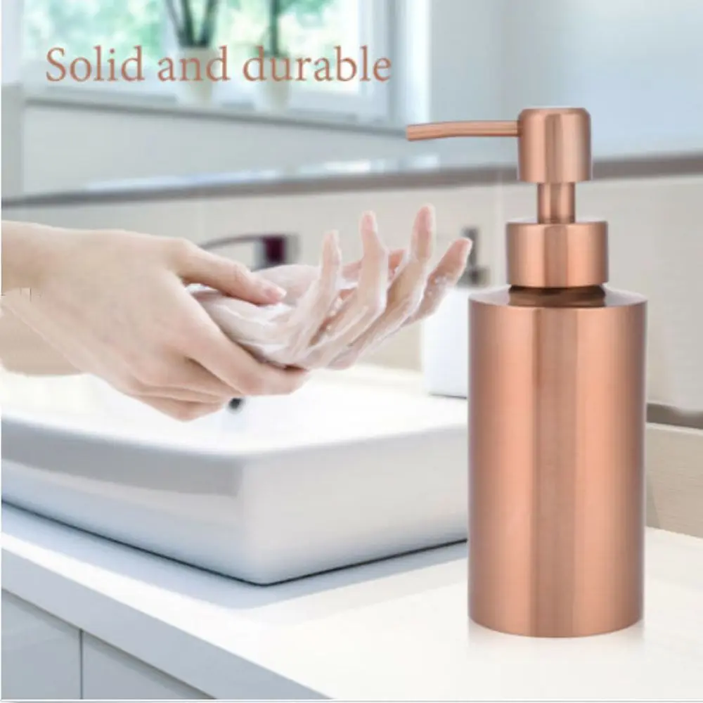 Moisture Container Rose Gold Cylindrical Reusable Soap Dispenser Hand Sanitizer Bottle Shower Gel Bottles 304 Stainless Steel