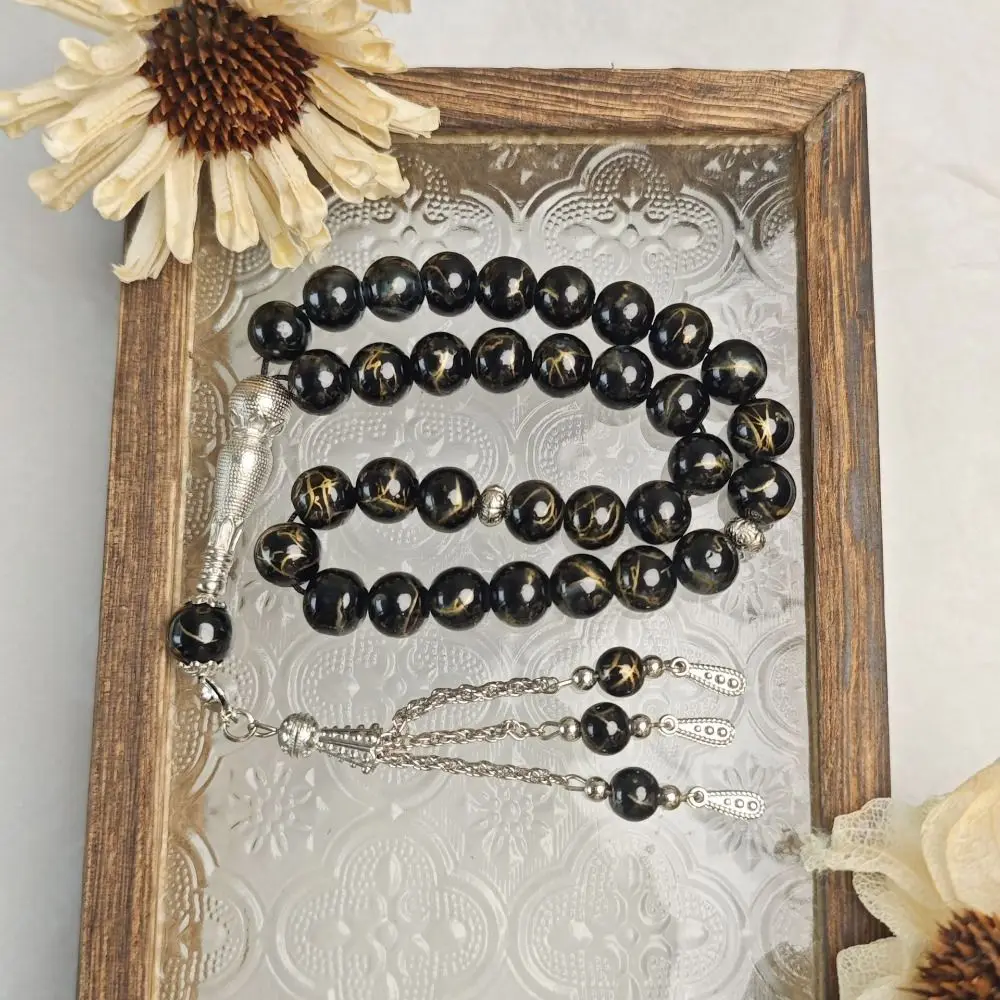 33 Beads Tiger Eye Stone Bracelet Transparent Acrylic Round Small Beads Prayer Beads Handmade Solid Color Islamic Tasbih