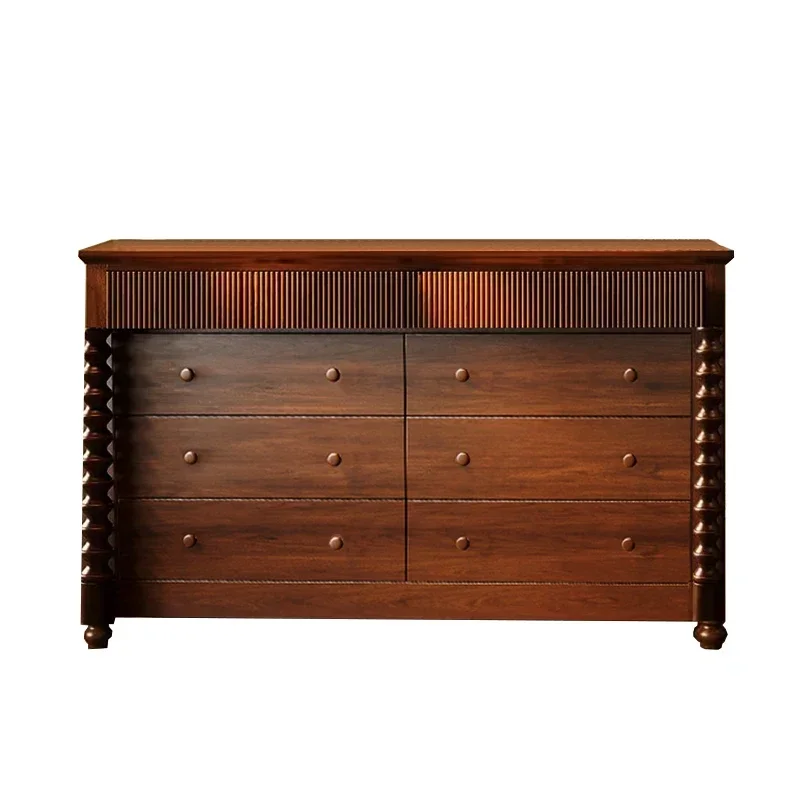 Solid wood entrance cabinet living room bedroom side cabinet American decorative cabinet