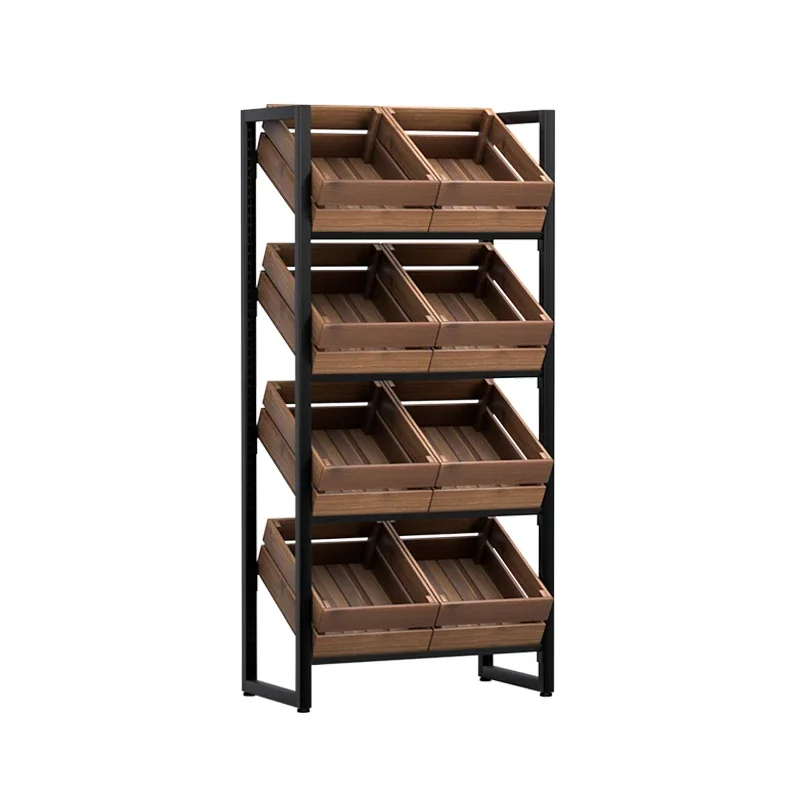 Solid wood loose scale snack shelves, small snack display shelves, fruit shelves, convenience store shelves