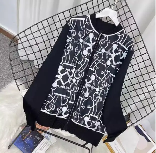 Vintage Printed Cardigans Spring Autumn Thin Knitted Cardigans Women Vintage Knitting Tops