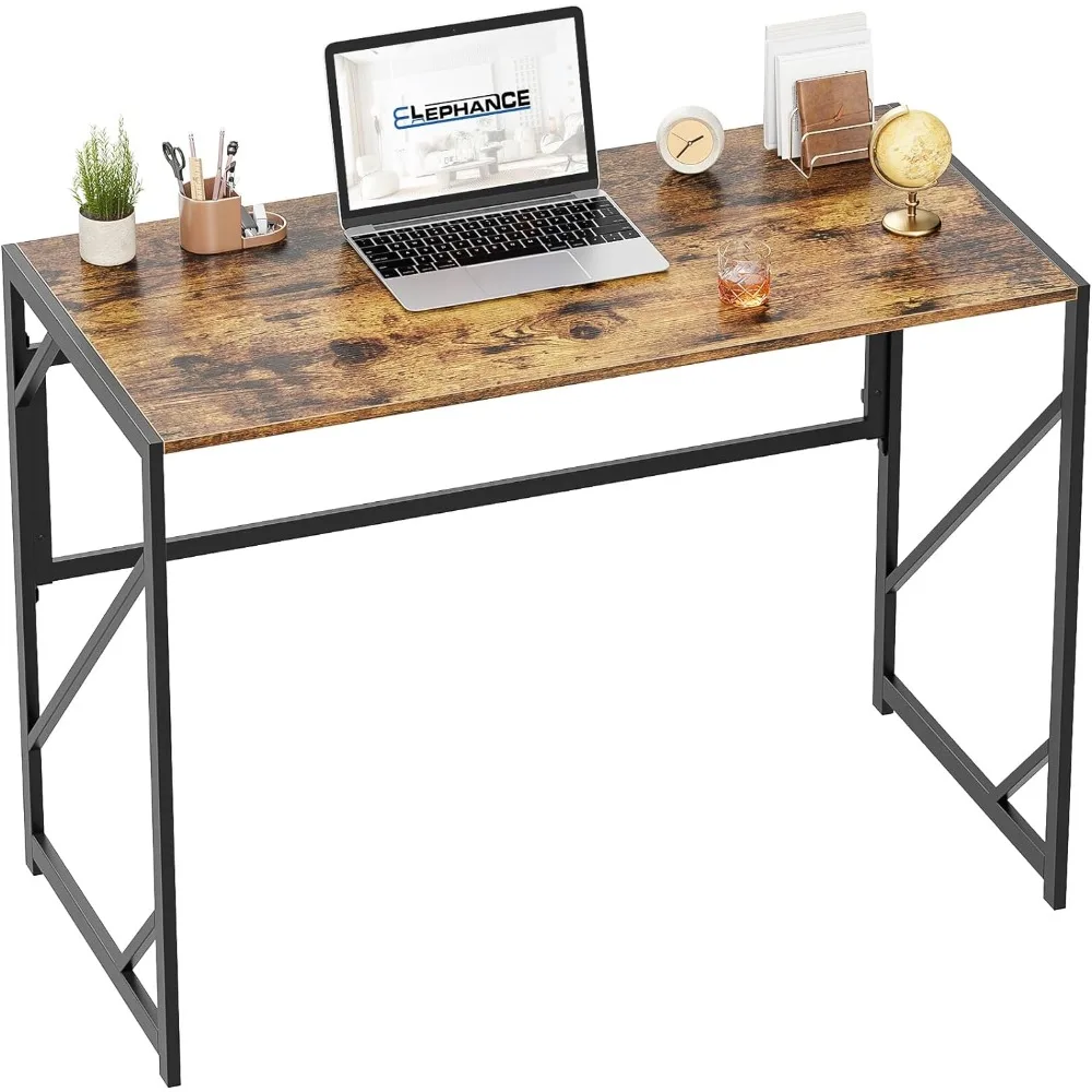 

Elephance Folding Desk Writing Computer Desk for Home Office,No-Assembly Study Office Desk Foldable Table for Small Spaces