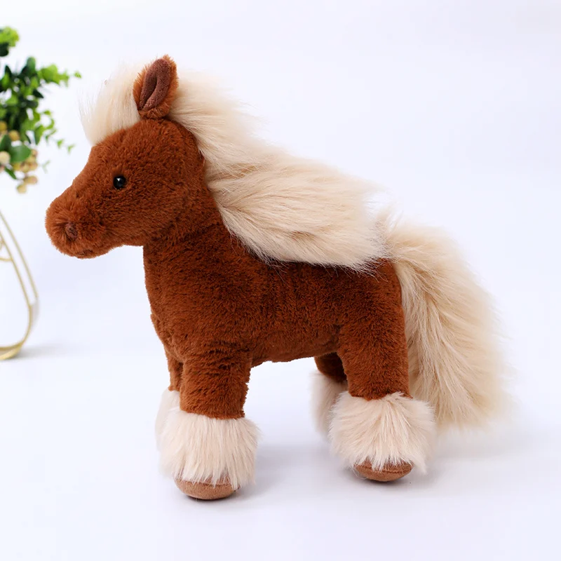 25/30/40cm Kawaii caballo marrón juguetes de peluche encantadores muñecos de Pony simulados relleno Animal suave juguete regalo de cumpleaños