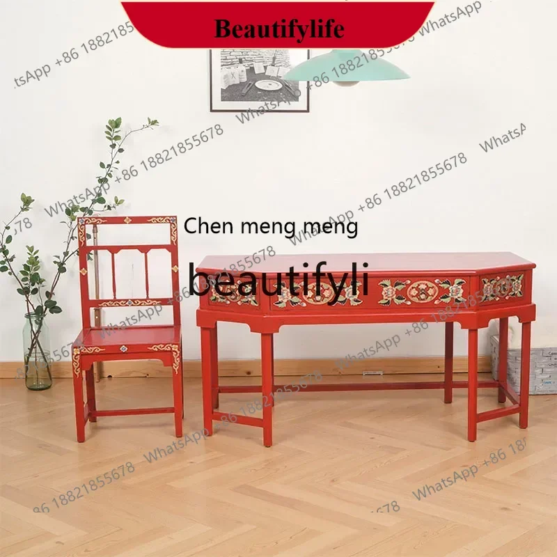 

D178 Light luxury dresser Chinese solid wood makeup table red Nasodiva makeup table stool mirror