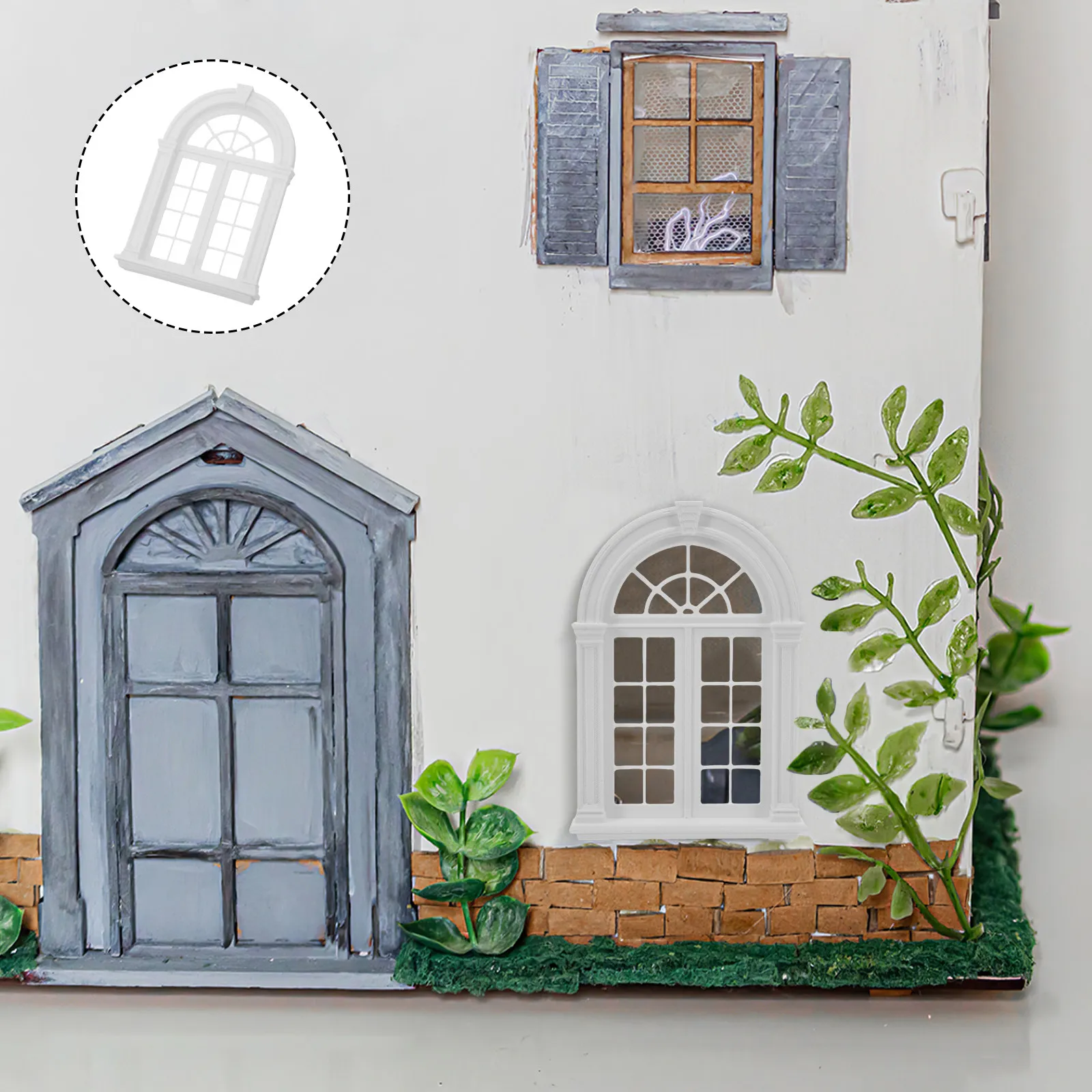 

Miniature Gothic Arched Window Frames Grid Panes DIY Dollhouse Renovation Parts Dollhouse Window Frames Fairy House Decor