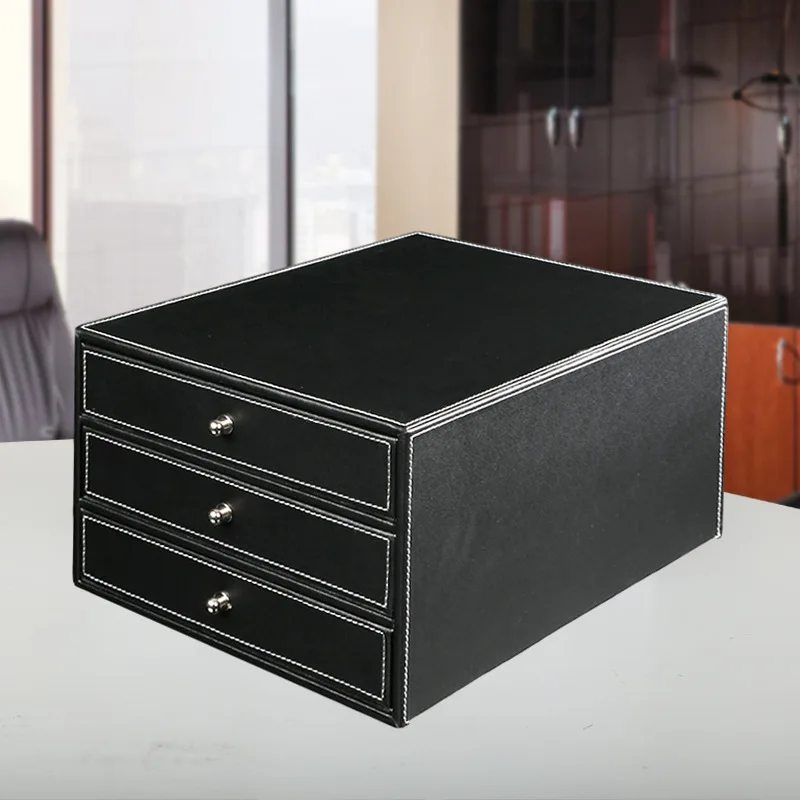 

3 Drawer A4 File Box, Desktop Document Organizer, Office Storage Corrugated Paper Folders for Home, School & Office Supplies