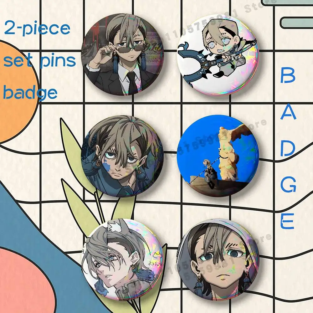Z-Zanka N-Nijiku Cartoon Brooches for Backpack Accessories 25 32 44 58 75mm Round 2-piece set Free Mix