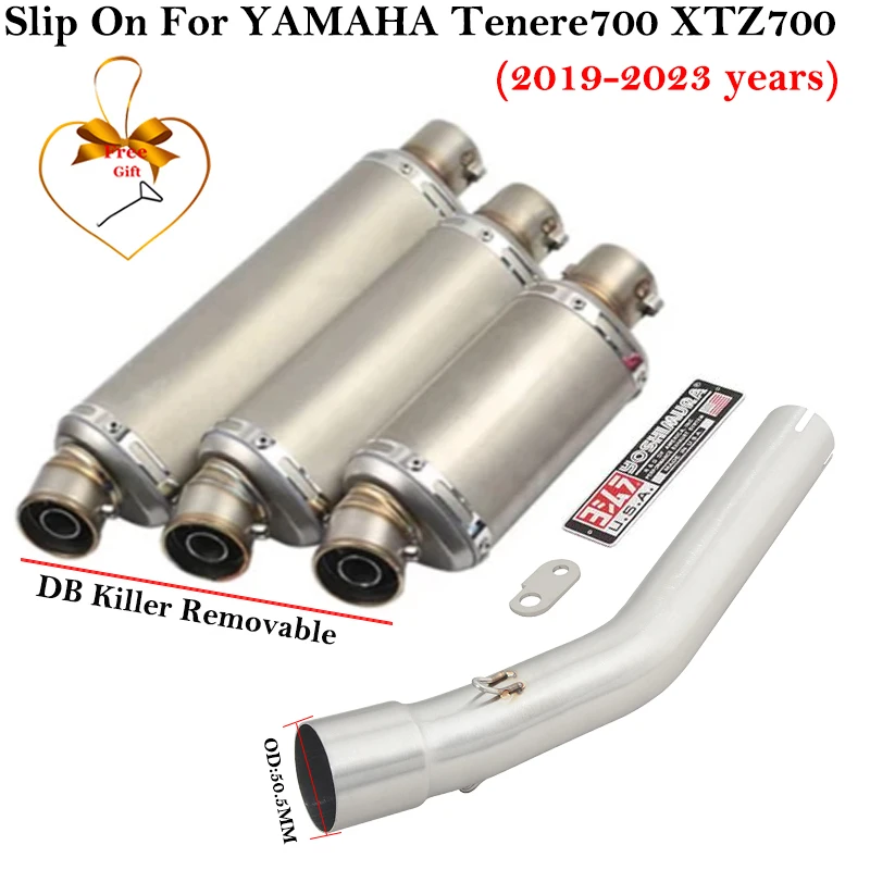 For YAMAHA Tenere700 Tenere 700 XTZ700 XTZ-700 2019 - 2023 Motorcycle Exhaust Escape Modify Middle Link Pipe Muffler DB Killer