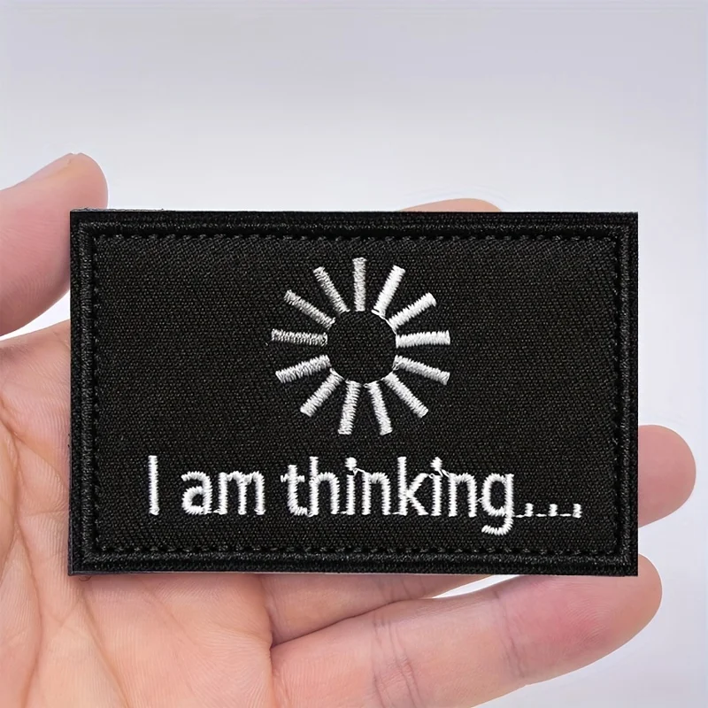 1 szt. Haftowana naszywka „I Am Thinking”, rzep z rzepem, czarna plakietka na plecaki, mundury, sprzęt i odzież outdoorową