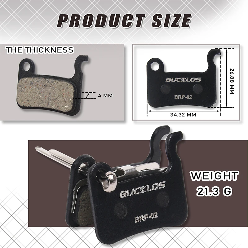 BUCKLOS BRP-02 Disc Brake Pads Resin Semimetallic MTB Hydraulic Brake Pads for SHIMANO A01S M06 M07 Bicycle Brake Pad for M975