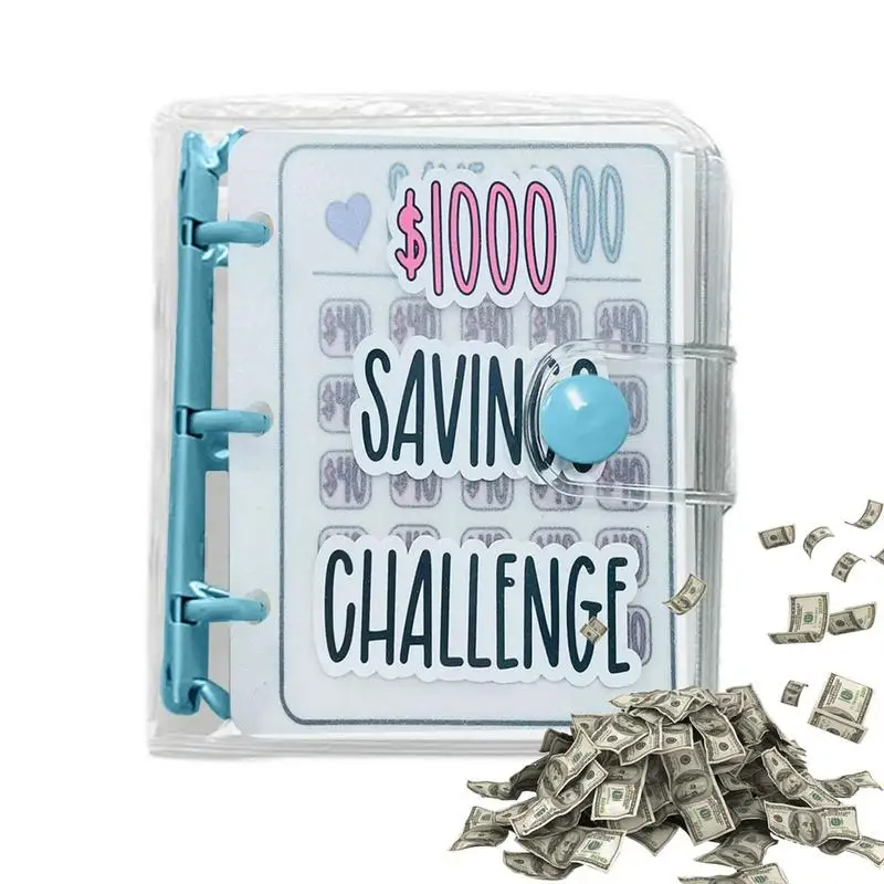 Mini Clear Binder Savings Challeng $150/300/500/1000 Saving Money Budgets Cash Envelope Wallet Budget Binder Notebook Planners