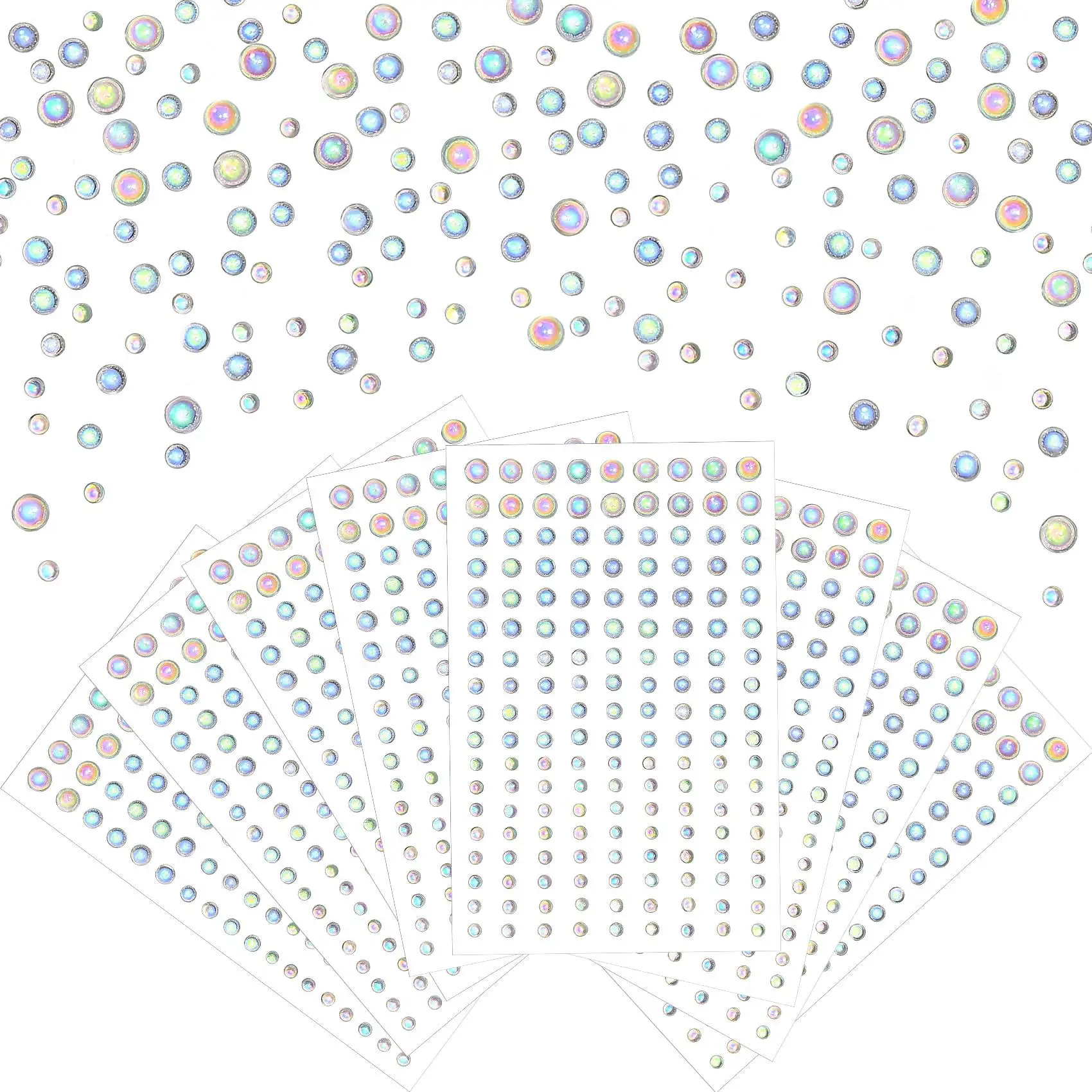 1296pcs Clear AB Droplets Makeup Sticker Self-Adhesive Water Drops Embellishments Flatback Resin Drop Bead for DIY Crafts