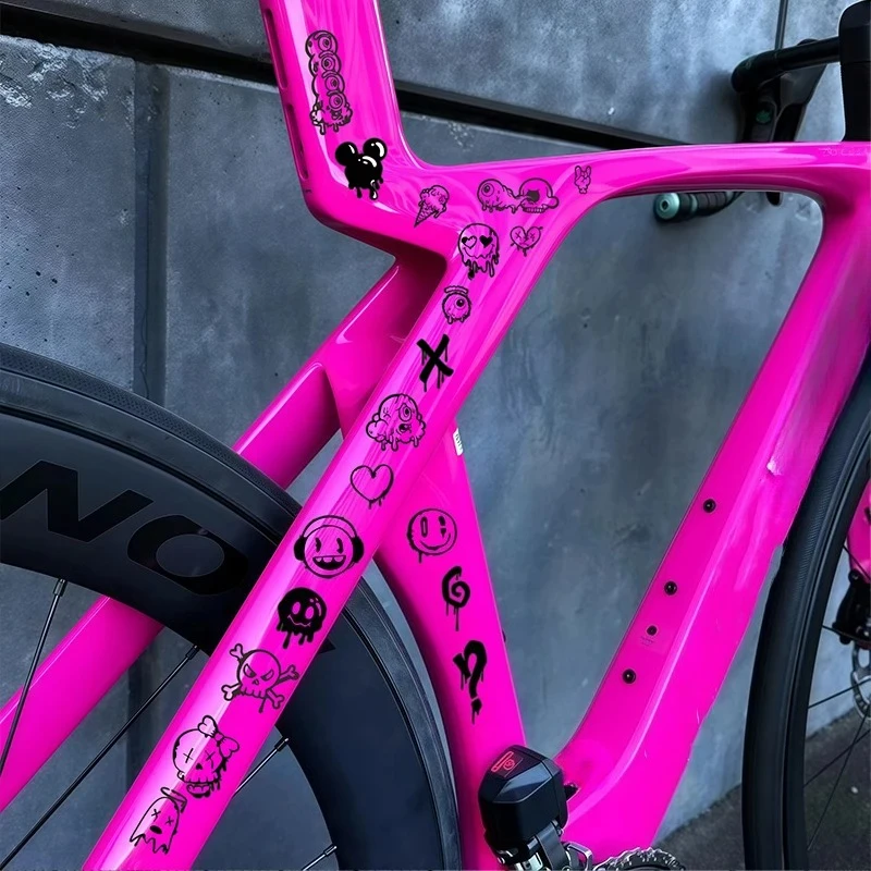 Cartoon-Graffiti-Fahrradaufkleber für Fahrradrahmen Oberrohr DIY Reflektierende Wasserdichte Fahrrad-Aufkleber Rennrad-Rahmenaufkleber – Detail 1