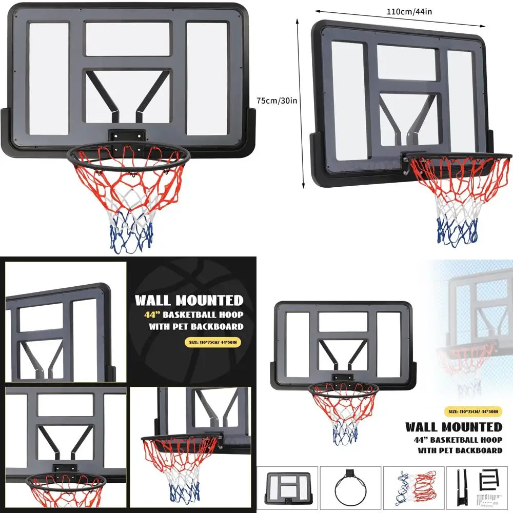 

competition grade wall-mounted basketball backboard replacement kit with pet-resistant shatterproof glass and durable rim for ho