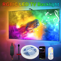 PC/TV Backlight RGBIC LED Strip Light with Color Picking Sensor App Control Smart Sync Ambient Backlight Game Room Decor Light