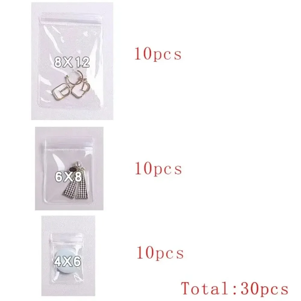 30 قطعة أكياس المجوهرات البلاستيكية الشفافة البريدي حقيبة التخزين لقلادة القرط مجوهرات المضادة للأكسدة عرض أكياس التعبئة والتغليف #6