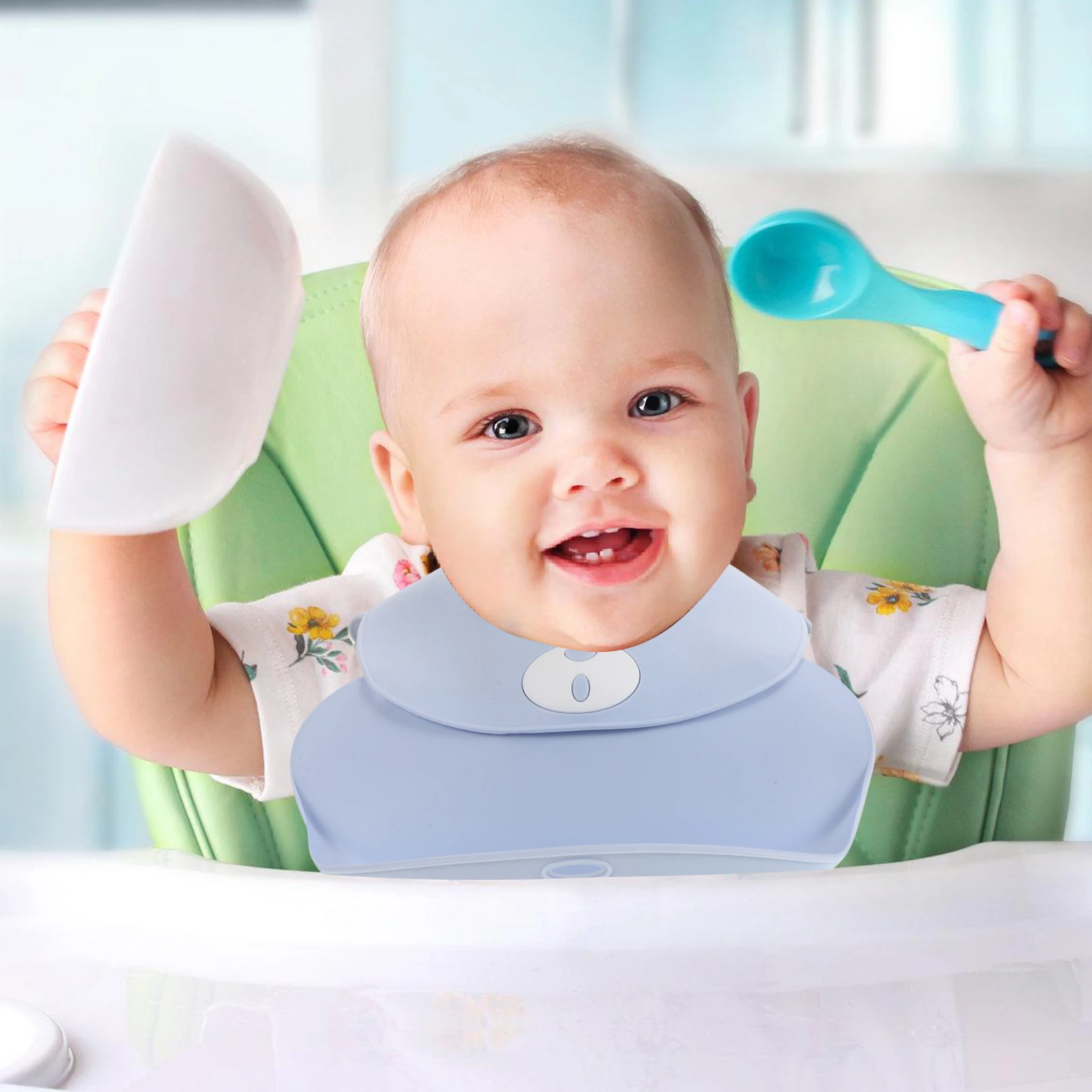 

Waterproof Silicone Baby Bib Adjustable Soft Feeding Drool Bib Cute Bear Design Easy Clean Toddler Bibs For Boys Girls