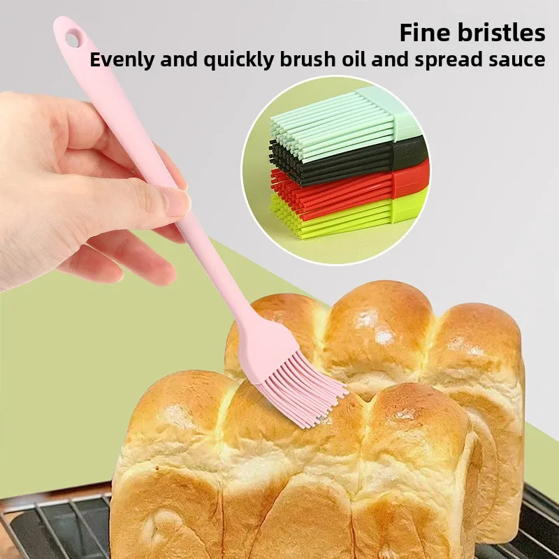 Silicone One-piece Mini Oil Brush, Non-shedding Baking & BBQ Brush, Household Pancake Cooking Brush