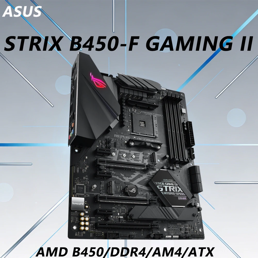 Placa-Mãe ASUS STRIX B450-F GAMING II AMD B450 Suporte para CPU AM4 Ryzen 7 5700X 9 5900X 9 3900X 5 5600X DDR4 ATX