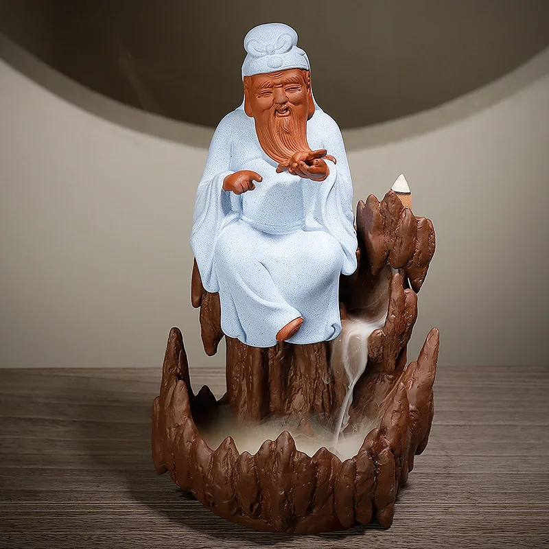 

Purple Clay Ornamental Backflow Incense Burner Creative Mountain Water Flow Fortune Prosperity Longevity Smoke Backflow Aromathe