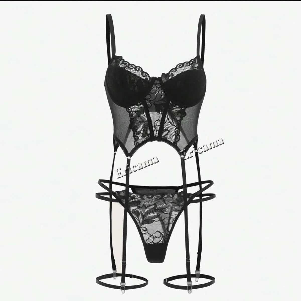 lSexy Lingerie Set 2-Pieces Fancy Underwear Sexy Women Uncensored Transparent Bra Garters Briefs Sets Bandage Sex Outfits