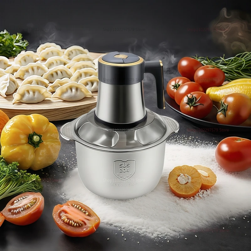 Electric Meat Grinder 5L Food Crusher Stainless Steel Multifunction Vegetable Slicer Processor Chopper Kitchen Blender