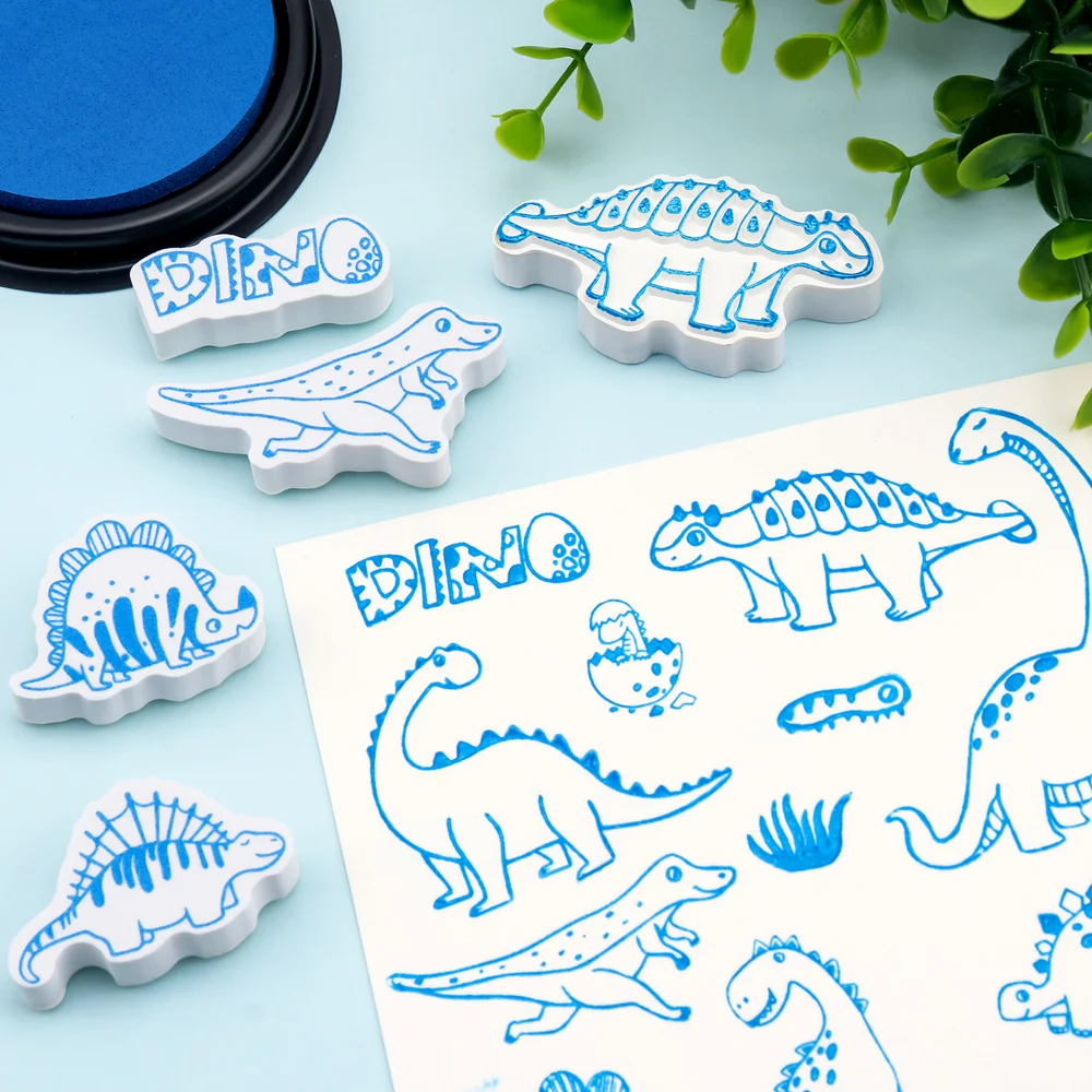 Наборы штампов Eva с алфавитом динозавров и чернильной подушечкой, отлично подходят для изготовления карточек ручной работы и альбомов, инструмент «сделай сам» 2025