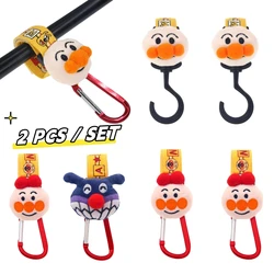 Anpanman-ganchos giratorios multifuncionales para cochecito de bebé, bolsa de pañales, accesorios para mochilas, bolsas de bicicleta, almacenamiento, 2 piezas