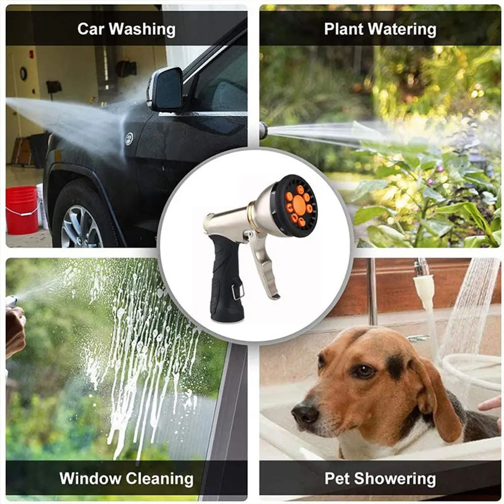 

Hose Spray Nozzle Slip Resistant Heavy Duty Metal Hose Nozzle Multifunctional High Pressure Water Sprayer for Garden Washing Car