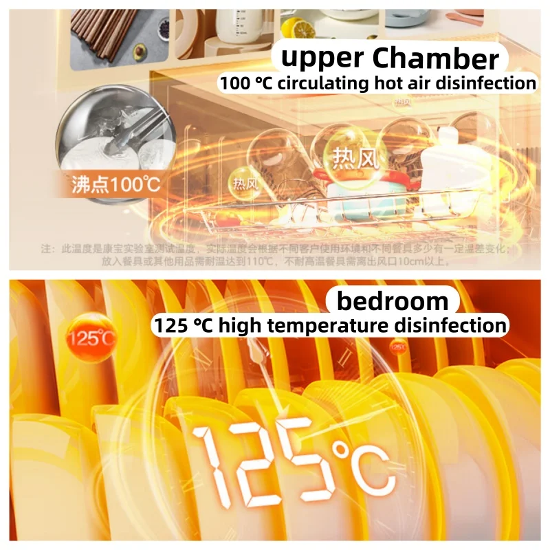 ماكينة تعقيم محمولة مدمجة للطابق الرابعة 220 فولت 90 لتر لزجاجات الأطفال وأدوات المطبخ، وخزانة تطهير بدرجة حرارة عالية