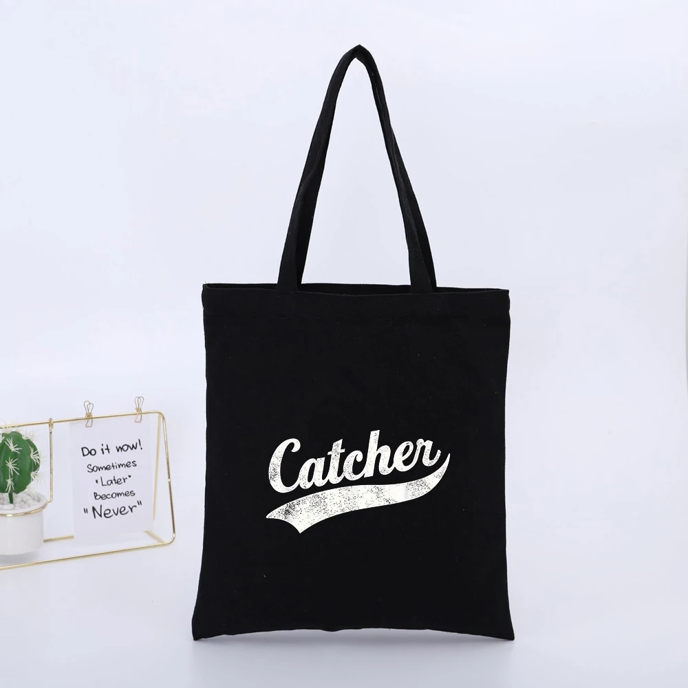 Letter Print Canvas Tote Bag, Vintage Style for Daily Shopping and Casual Outings
