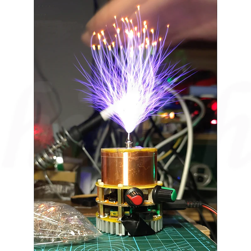 Сенсорная искусственная молния мини-музыка двойной E класс твердый Tesla катушка учебный инструмент беспроводное Bluetooth освещение