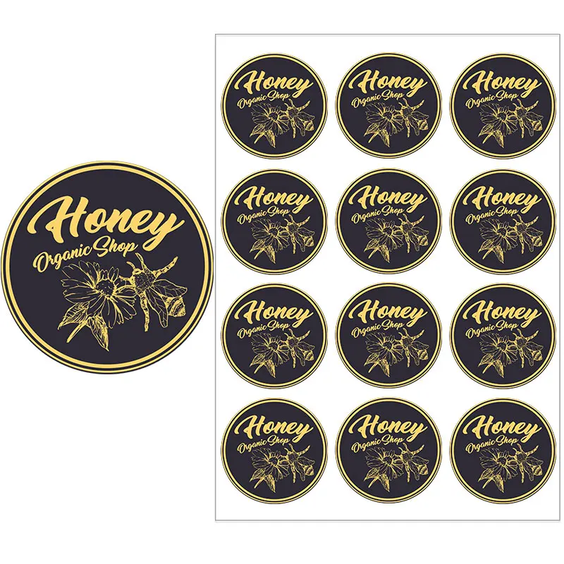 3.5cm/4.5cm Cartoon Honey Bee Self-Adhesive Sticker Cute Fresh Natural Honey Bee Jar Seal Label Small Business Tag for Marketing