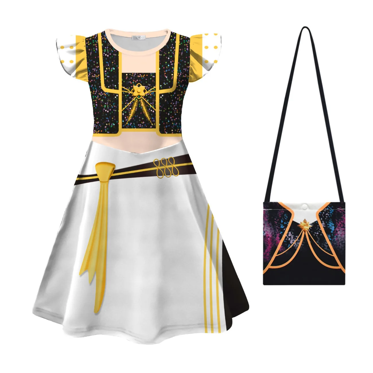 

Kpop Zoey Cosplay Printed Dresses Girls Halloween Demon Rumi Costume Dress Polyester Fashion Children Singer Show Party Dress