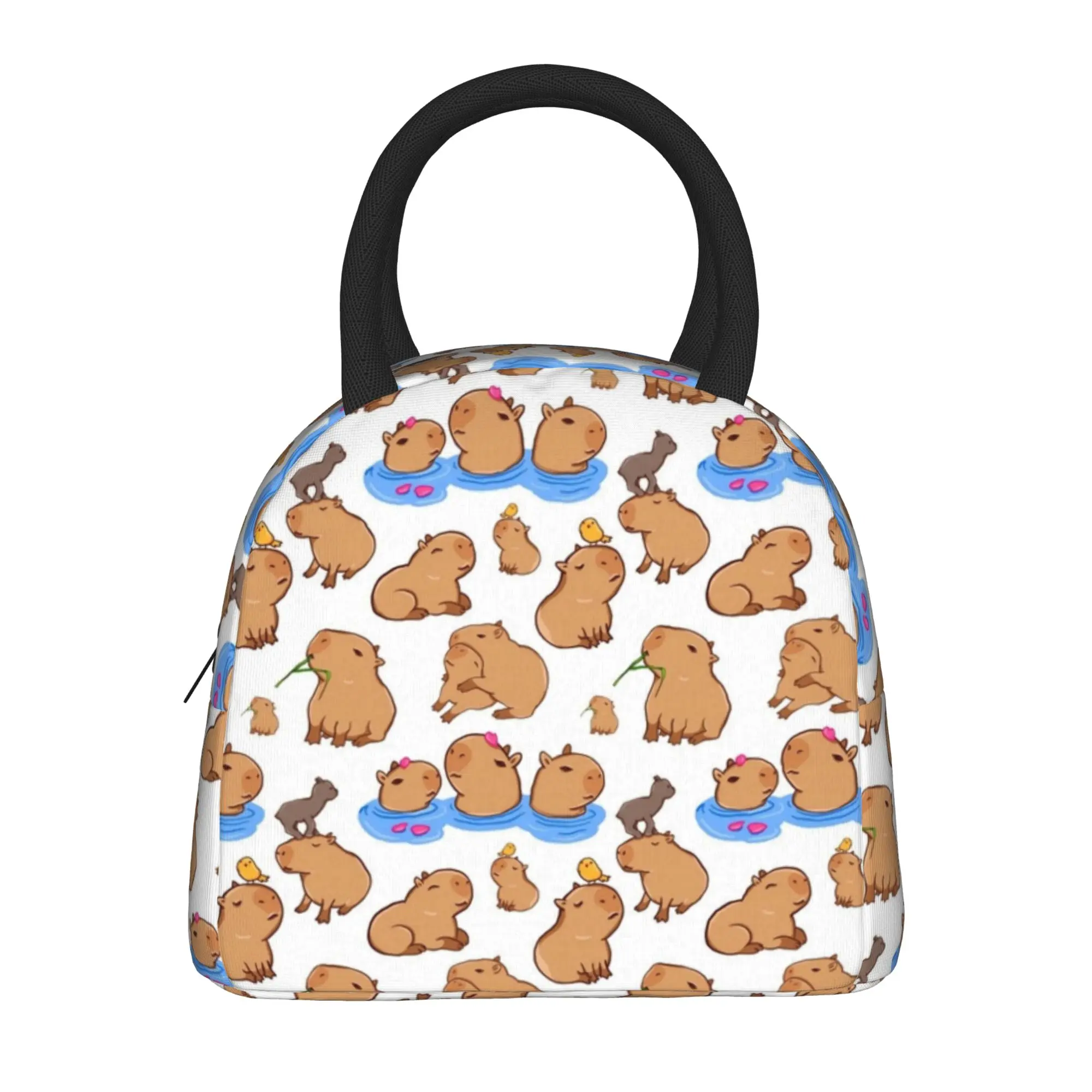 Cute Capybara Cartoon  Insulated Lunch Bags Thermal Bag Reusable  High Capacity Tote Lunch Box Bento Pouch Beach  Picnic
