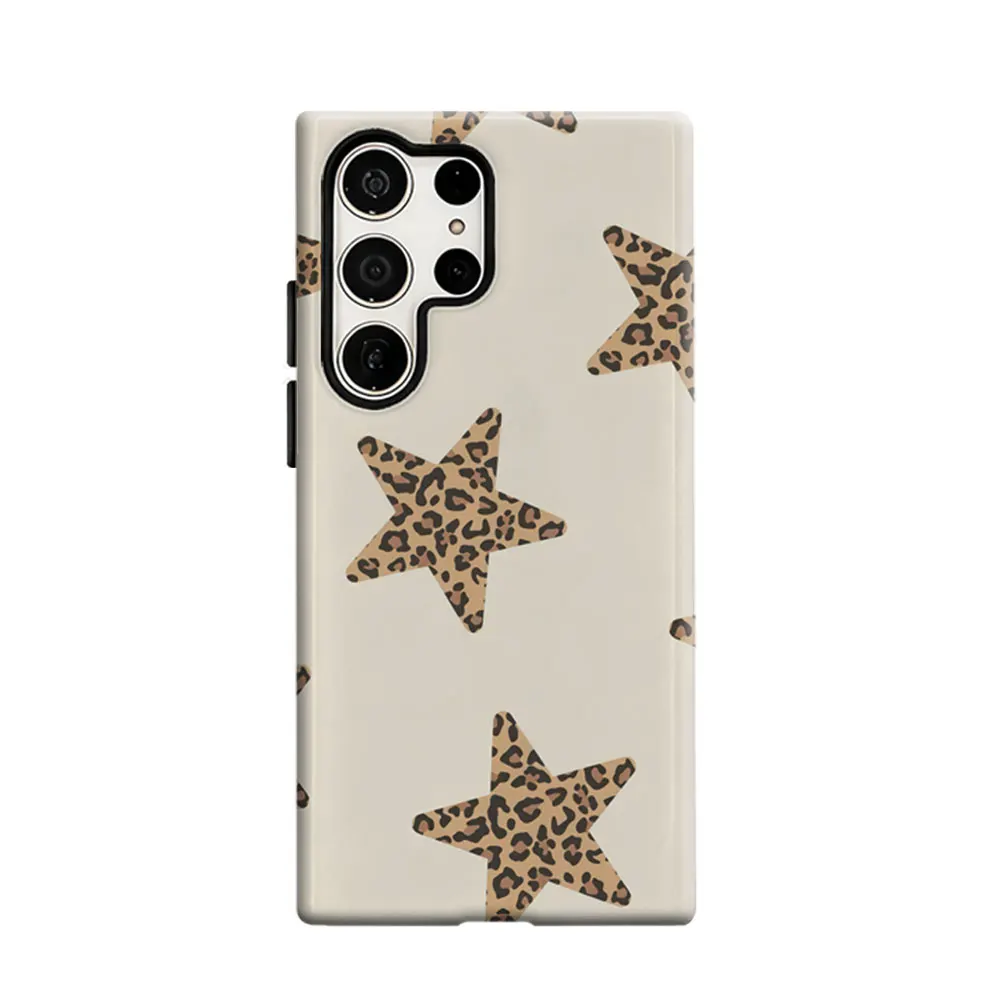 CaseLumi Phone Case For Samsung Galaxy S25 S24 S23 Ultra Plus HD Hard Leopard Star Design Double Layer Cover Film Shell