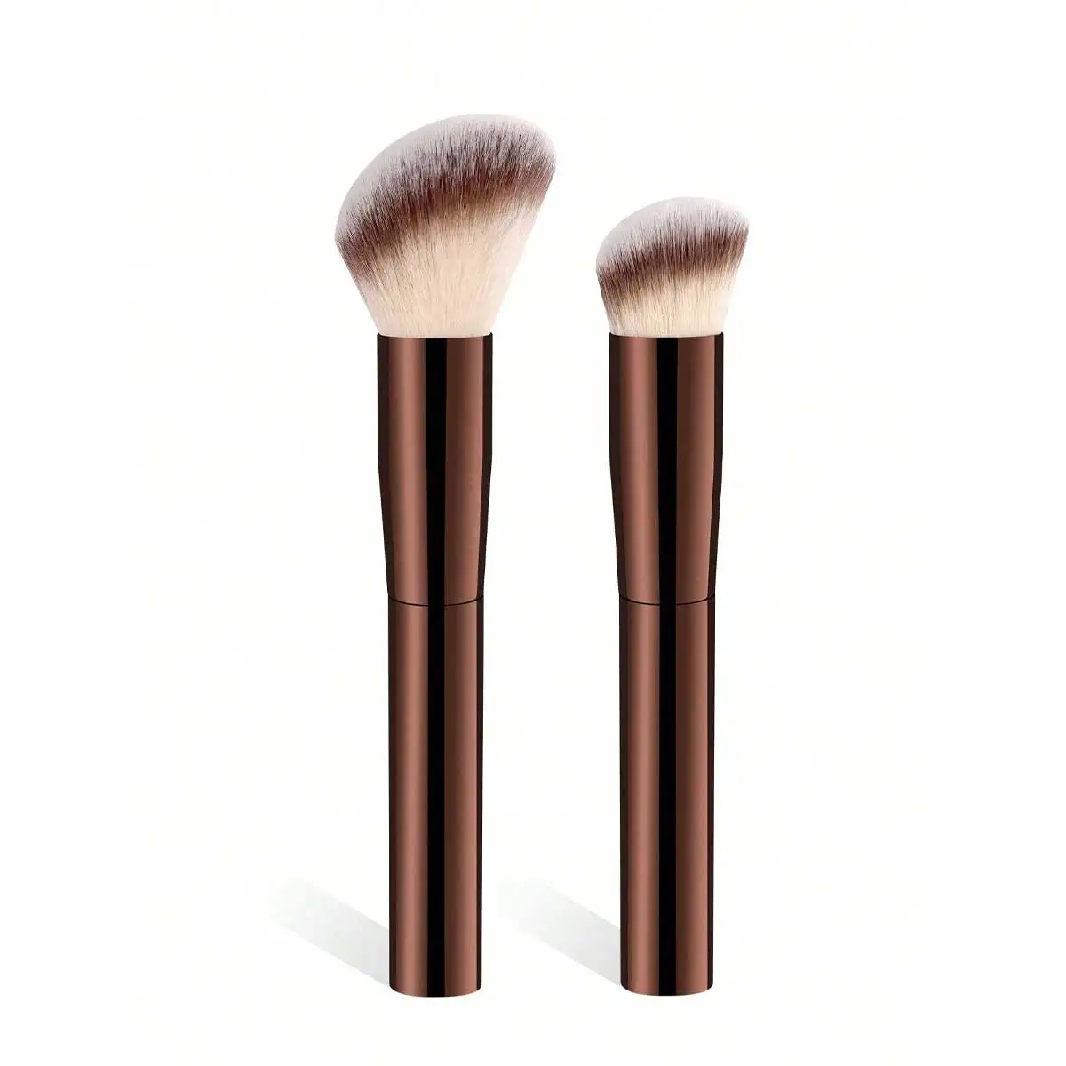 2pcs 전문 페이셜 브러쉬 세트, 파운데이션 브러쉬, 컨실러 브러쉬, 휴대하기 쉬운 부드러운 섬유가있는 메이크업 도구, Tra 용 브러쉬