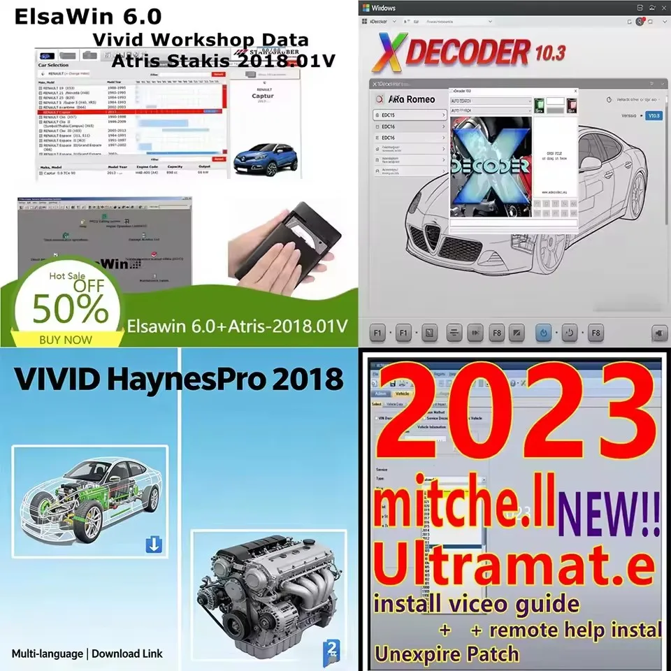 Mitchell Ultramate 7 Sistema de estimación avanzada con todas las funciones+ELSAWIN 6.0+XDECODER V10.3+HAYNES PRO Vivid 2018.1