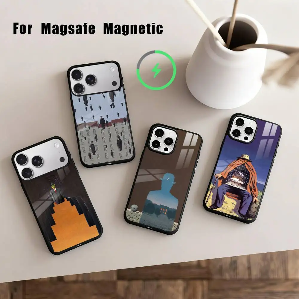 

R-Rene M-Magritte A-Art Phone Case For iPhone17,16,15,14,13,12,11 Plus,Pro Max Magnetic For Magsafe Wireless Charging