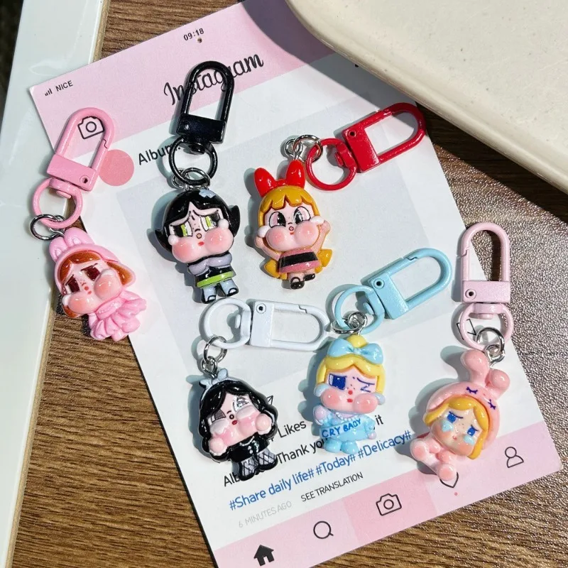 

6PCS Kawaii The Powerpuff and Girls Series Backpack Keychain Cute Anime Cartoon Character Creativity Cross Dressing Keychain