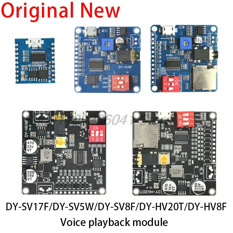 DY-SV17F DY-SV5W DY-SV8F DY-HV20T DY-HV8F Modulo di riproduzione vocale Lettore musicale MP3 Modulo scheda amplificatore trigger I/O UART